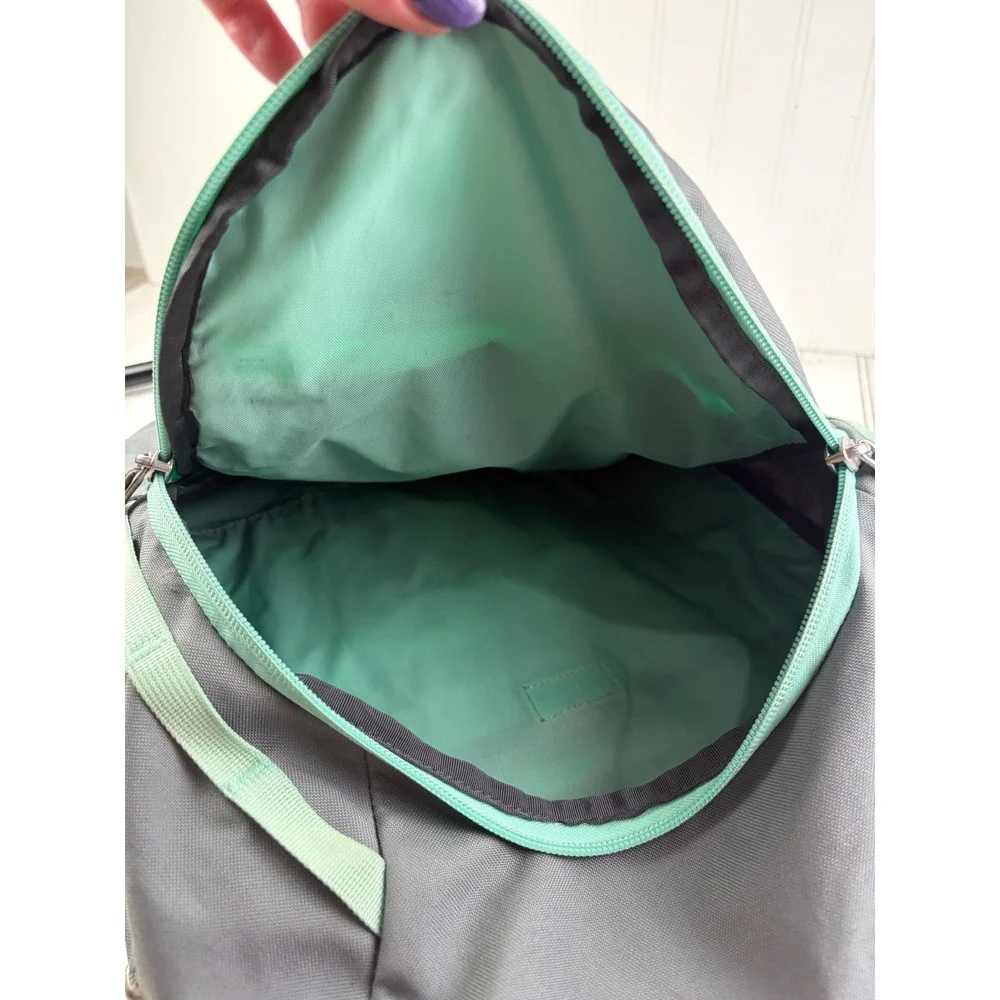The North Face Pivoter Gray Mint Green Laptop School Backpack Bag